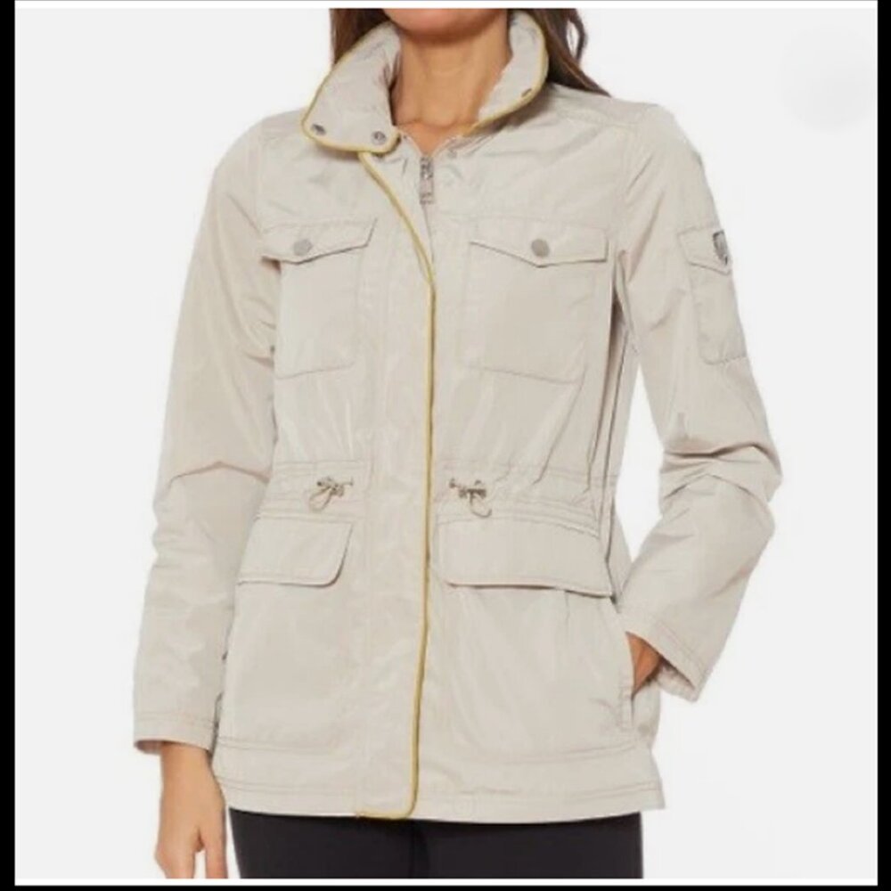 Size Med - Vince Camuto Oyster Cinched Waist Anorak Hidden Hood Jacket.